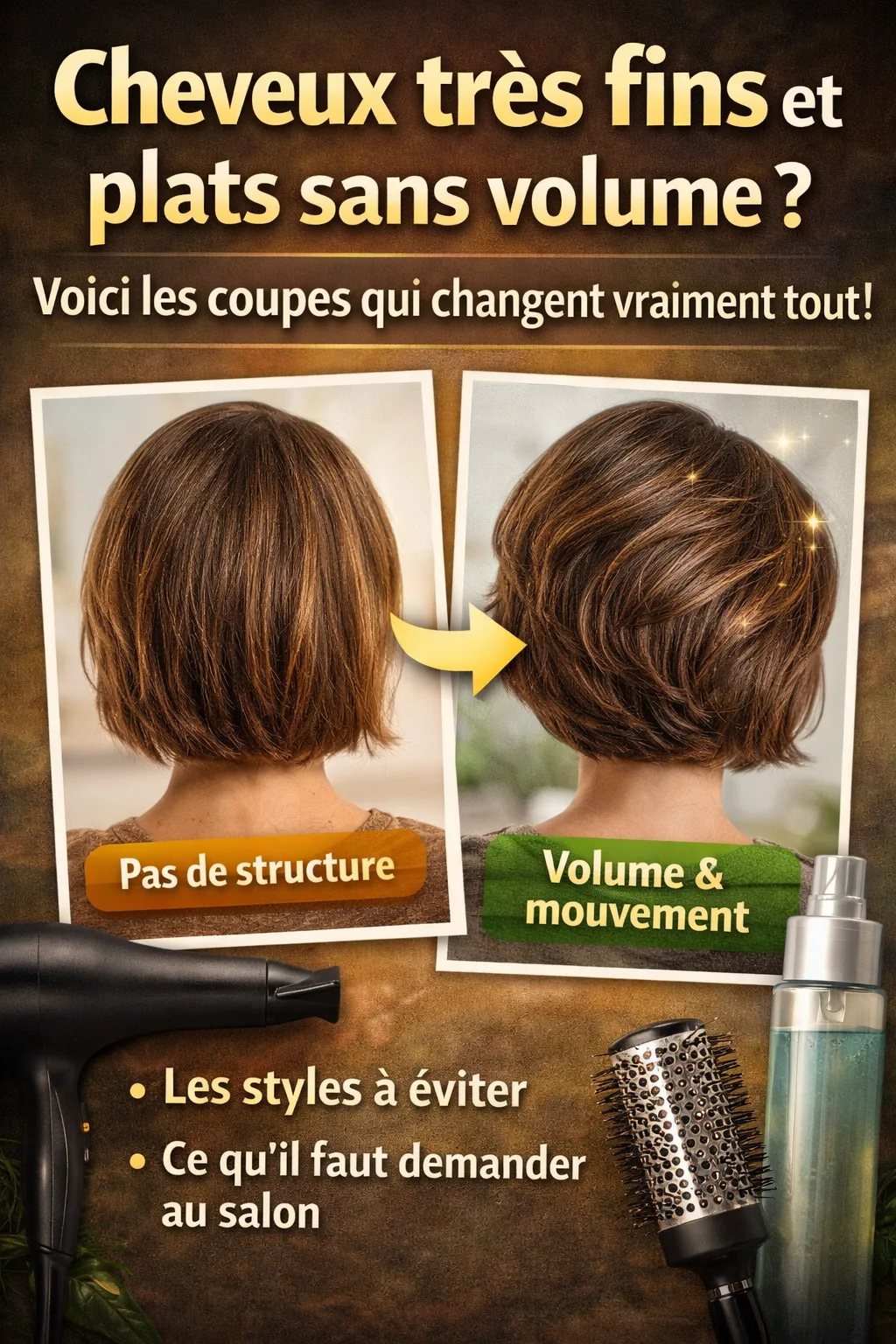 Avant-après coupe cheveux fins avec plus de volume et mouvement