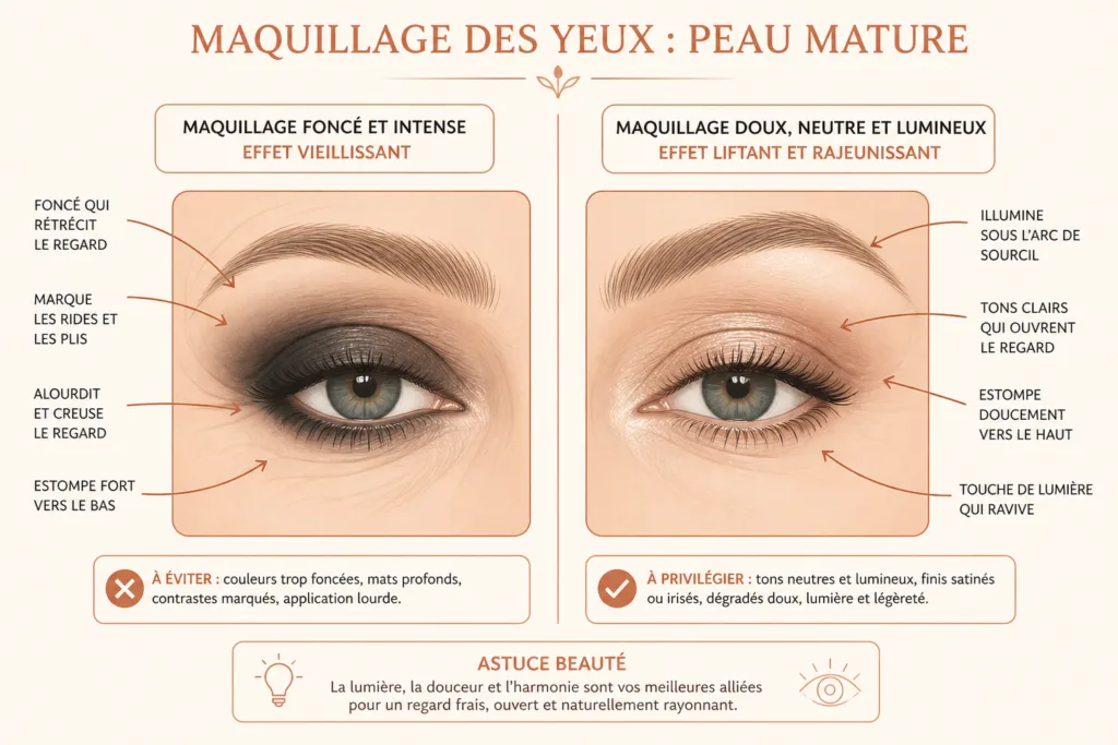 Maquillage des yeux pour peau mature