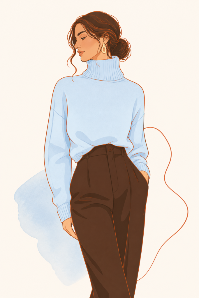 pull col roulé ice blue