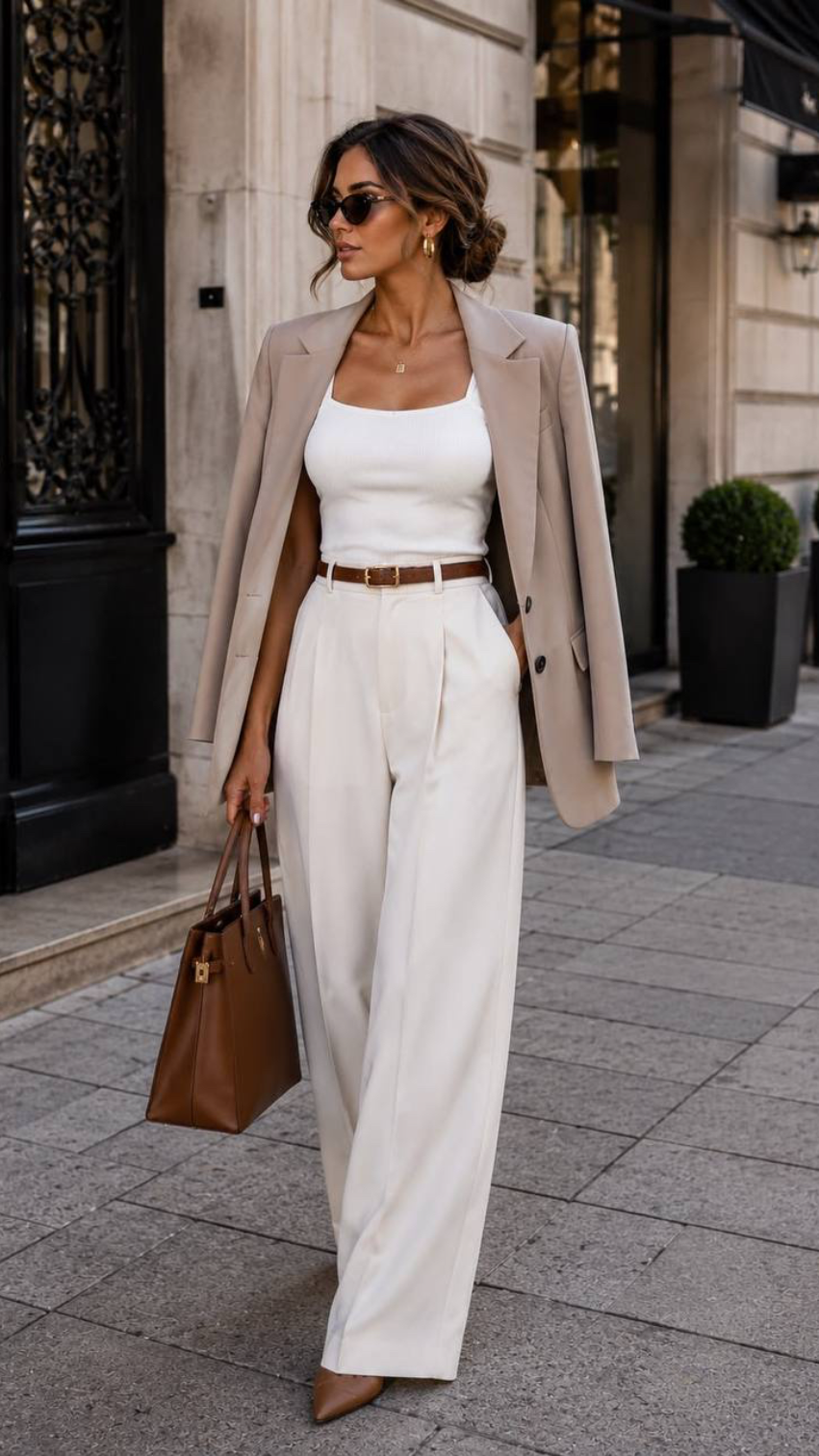 Explorez plus de 100 tenues old money printemps-été 2026 pour une garde-robe élégante, inspirée du style preppy et des neutres doux.
