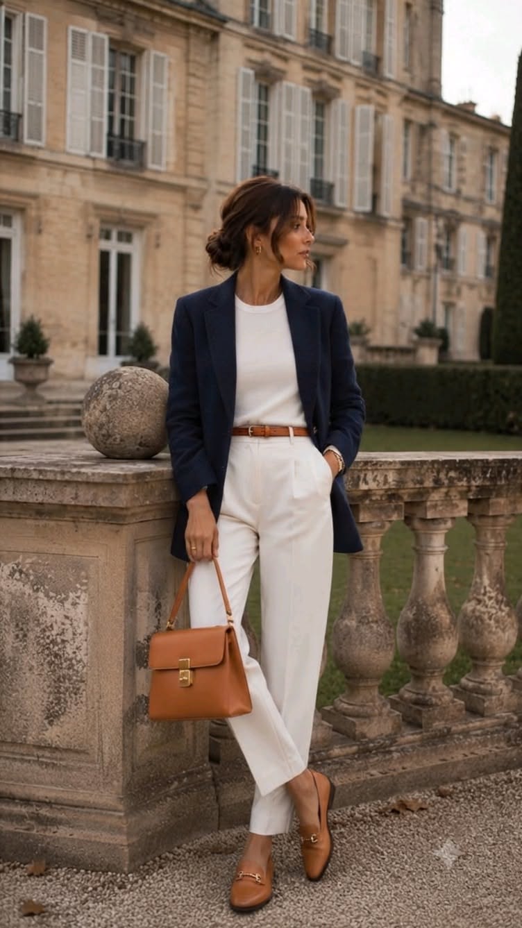 Look casual chic avec cardigan crème et baskets rétro