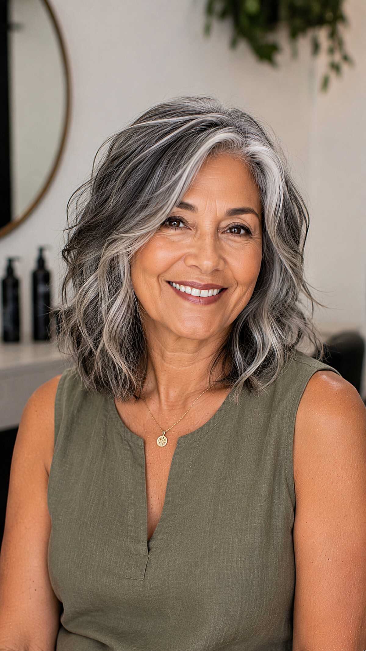 Coupe bob avec balayage gris dimensionnel