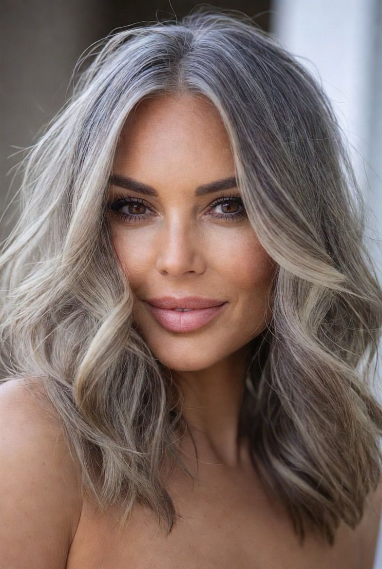 Blending gris subtil sur cheveux lisses